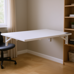Bureau mural rabattable 23,6 x 15,7 pouces, support en fer blanc, mobilier de bureau rectangulaire pour la maison et les petits espaces - Product Image 2