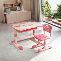 Ensemble de meubles pour enfants au design moderne, réglable en hauteur, table et chaise d'étude en plastique avec étagère pour l'école et la maison