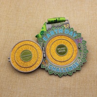 Médaille à paillettes réversible en émail doux, personnalisé, Antique, jour de la terre, défi, course