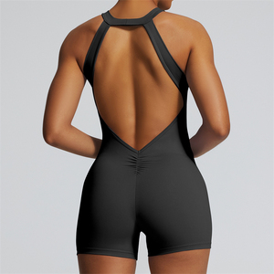 Chặt Chẽ Một Cách Nhanh Chóng Khô Thể Thao Phòng Tập Thể Dục Quần Áo Phụ Nữ Jumpsuit Ngắn Hollow out Trở Lại Mông Nâng Chạy Yoga Tập Thể Dục Tập Thể Dục Một Mảnh Bodysuits - Product Image 6