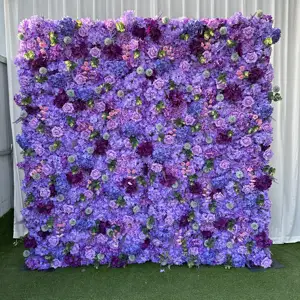 GJ-WA838 Groothandel Kunstmatige Bloemenmuur Achtergrond Roll Up Rose Muur Bloemen 8ft X 8ft Bloem Wandpaneel Voor Bruiloft Decor