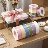 Ruban en satin polyester double face de 2,5 cm x 20 yards, ruban uni pour emballer des gâteaux, des cadeaux, des bouquets floraux, des nœuds faits à la main, décoration