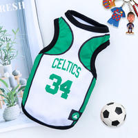Vêtements pour chien en gros, maillot de basket respirant en maille pour l'été, tenue pour animaux de compagnie, coupe du monde, imprimé, séchage rapide, vêtements pour animaux de compagnie