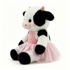 Peluche de vaca personalizado, peluche de vaca bailarina, peluche de vaca con tutú, peluche de vaca en blanco y negro, juguete de peluche de animal de granja - Product Image 1