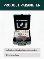 Jeu de dominos pour enfants en forme de train mexicain, ensemble de 91 pièces, boîte en aluminium renforcée en mélamine, fermeture à verrouillage, respectueux de l'environnement
