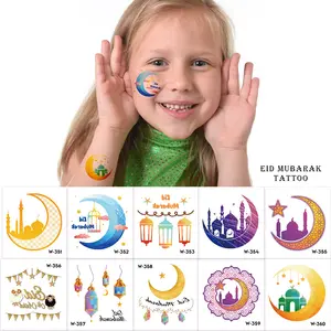 10 pièces/ensemble Ramadan Kareem Eid Mubarak thème autocollants de tatouage temporaires pour enfants fête faveur cadeau