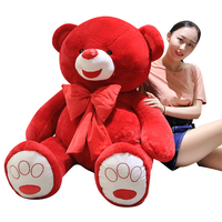 Ours en peluche géant très vendu, ours en peluche rouge avec un grand nœud, poupée câline, cadeau d'anniversaire pour enfants, type cochon