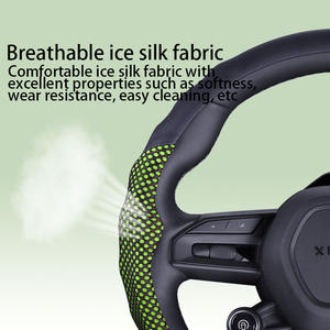 غطاء مقود سيارة من الجلد الأسود بتصميم رياضي، غطاء واقٍ للمقود بمقبض غير قابل للانزلاق، إكسسوار لتزيين السيارة - Product Image 5