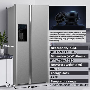 Réfrigérateur de luxe pour usage domestique 556L avec <span class=keywords><strong>distributeur</strong></span> <span class=keywords><strong>d</strong></span>'<span class=keywords><strong>eau</strong></span> <span class=keywords><strong>et</strong></span> machine à glaçons automatique, réfrigérateur à portes côte à côte de haute qualité BCD-606WHI - Product Image 2