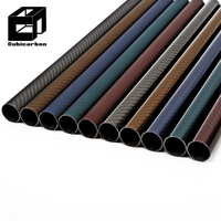 Tube en fibre de carbone tressé coloré 3K, diamètre extérieur 1 pouce, 2 pouces, tubes en carbone personnalisés, tube rond creux, 1000 mm, 2000 mm