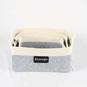 Giỏ Đựng Đồ Giặt Để Bàn Ba Món Bán Chạy Nhất Có Tay Cầm Giỏ Đựng Đồ Giặt Bằng Nỉ Hộp Đựng Dây Cotton Dệt Xếp Chồng Được - Product Image 3