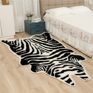Alfombras de Piel Sintética de Poliéster con Estampado de Animales de Zebra, Piel de Animales de Imitación, Forma Natural, Lavable, Pelo Alto, Antideslizante, para Uso Doméstico - Product Image 1