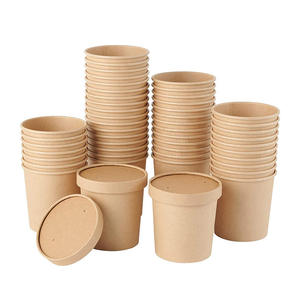 8oz 12oz 16oz 26oz 32oz Kraft Paper or White Cardboard Paper Soup <b>Cup</b> Bowl Container for Hot or Cold Food with Good Seal Lid - Product Image 1