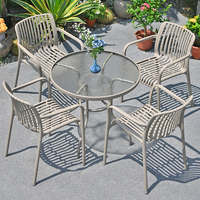 Ensemble de chaises de Table à manger d'extérieur à cadre en aluminium moderne en bois de haute qualité portable-Villa de cour durable résistante aux UV imperméable