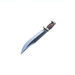 Couteau Bowie artisanal en acier D2 avec manche en cuir, garde en laiton et étui en cuir fin, lame pleine longueur, pour la chasse et le camping en extérieur - Product Image 1