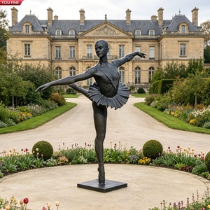 Sculpture de <span class=keywords><strong>ballerine</strong></span> grandeur nature en bronze YOUFINE – Statue élégante de <span class=keywords><strong>danseuse</strong></span> de ballet avec bras levés pour jardin formel - Product Image 6
