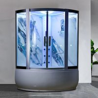 Cabine de Douche de Luxe Italienne à Bain à Remous Design Dernier Cri, Panneau Arrière en Dalle, Radio FM, Hydromassage et Douche à Vapeur