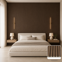 Panel de Pared Ranurado de 5 Listones WPC de 150x9mm, Textura de Madera Profunda, Fabricante OEM ODM, Personalizado, Impermeable, Moderno, para Escaleras, Gimnasios y Baños