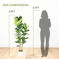 Ficus lyrata artificiel avec pot décoratif blanc, plantes artificielles modernes, verdure artificielle avec pot