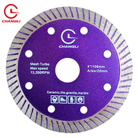 Ferramenta de corte turbo 4 polegadas 106 mms, barata, alta qualidade, super fino, de cerâmica, seco, círculo completo, disco de corte, lâmina de serra de diamante