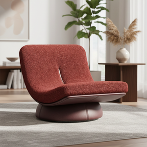 Poltrona Minimalista Italiana, Sedia Lounge Contemporanea in Tessuto, Arredamento Imbottito Girevole per Casa e Hotel - Product Image 5