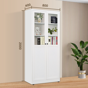 Meubles de salon de style européen moderne, bibliothèque en métal avec portes en verre, armoire de rangement en acier pour bibliothèque à domicile - Product Image 4