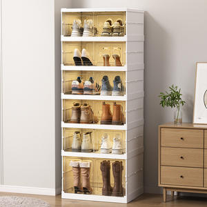 خزانة تخزين أحذية بلاستيكية شفافة قابلة للطي بدون حاجة للتركيب بالجملة - Product Image 3