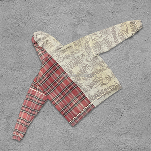 Flanella personalizzata stampata in pietra Vintage lavato giallo sporco lavato Graffiti DTG stampa a tracolla felpe con cappuccio in cotone per uomo - Product Image 3