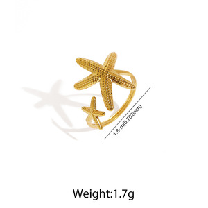 Bijoux de <span class=keywords><strong>pied</strong></span> d'été très vendus, imperméables, plaqués <span class=keywords><strong>or</strong></span> 18 carats, en acier inoxydable, anneaux de <span class=keywords><strong>pied</strong></span> ajustables à double étoile de mer pour femmes - Product Image 2