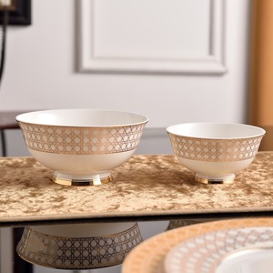 Juego de vajilla con bordes dorados serie D de China de hueso de cerámica para uso en bodas, platos, cuencos, juego de vajilla para Cajas de Regalo - Product Image 4