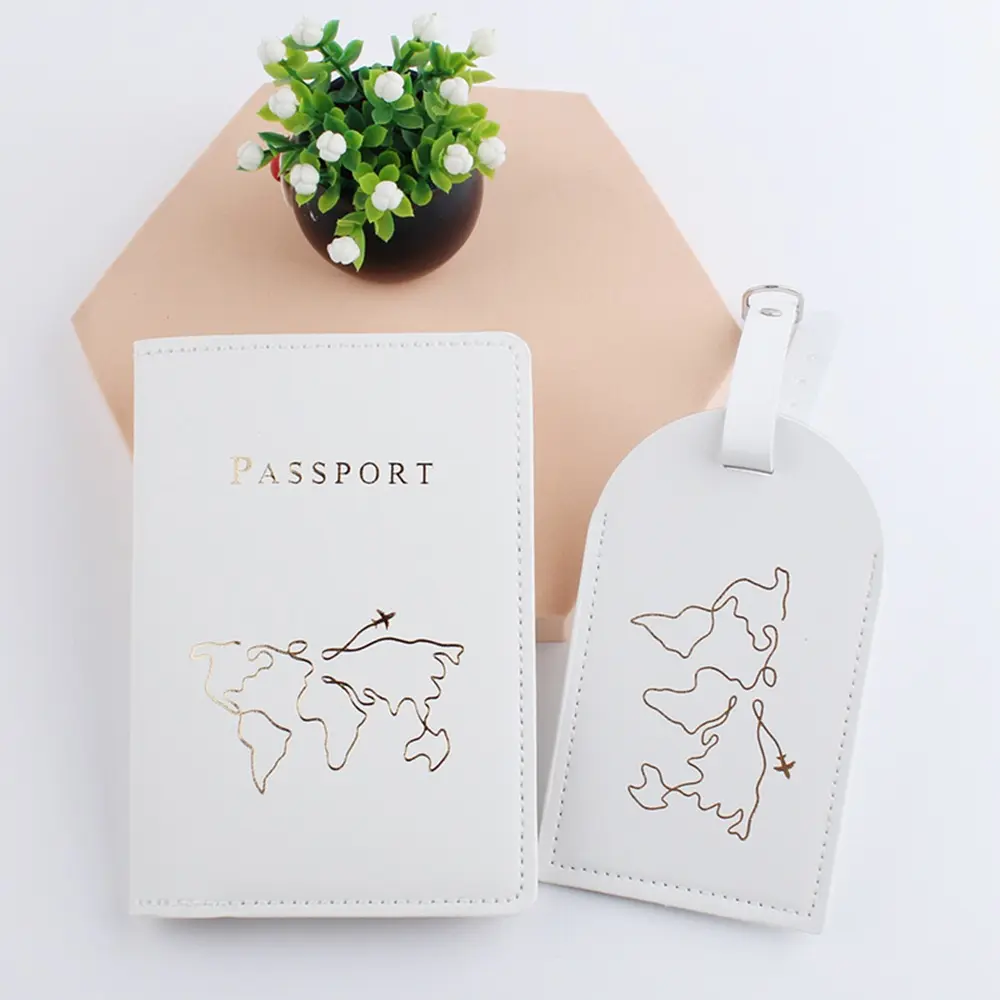 Özel deri pasaport tutucu ve bagaj etiketi seti düğün Favor hediye bagaj etiketleri