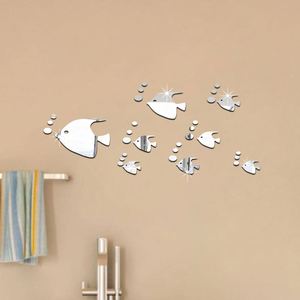 Nouvel autocollant mural 3D amovible en forme de poissons marins, effet miroir, décalcomanie DIY pour la décoration intérieure - Product Image 1
