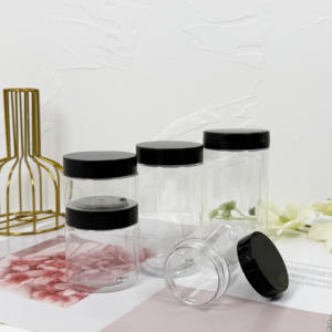 Pots clairs de mur lourd d'aliment pour animaux familiers avec les chapeaux en plastique lisses noirs - Product Image 1