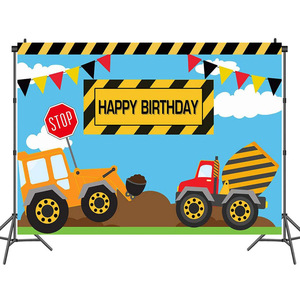 Toile de fond de photographie de <span class=keywords><strong>camion</strong></span> de <span class=keywords><strong>dessin</strong></span> <span class=keywords><strong>animé</strong></span> LEMON 5*3 pieds, décorations de fête d'anniversaire pour garçon, fond en vinyle, photomaton - Product Image 6