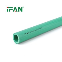 Труба IFAN Pure PPR PN25 4м, зеленая, с внешней ребристой поверхностью, первоклассная водопроводная труба, соответствующая стандартам DIN 8077/8078