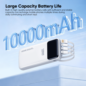VIDVIE <span class=keywords><strong>Batterie</strong></span> <span class=keywords><strong>externe</strong></span> multifonctionnelle portable 4-en-1 10000mAh USB Type C avec câble intégré pour téléphones mobiles - Product Image 4