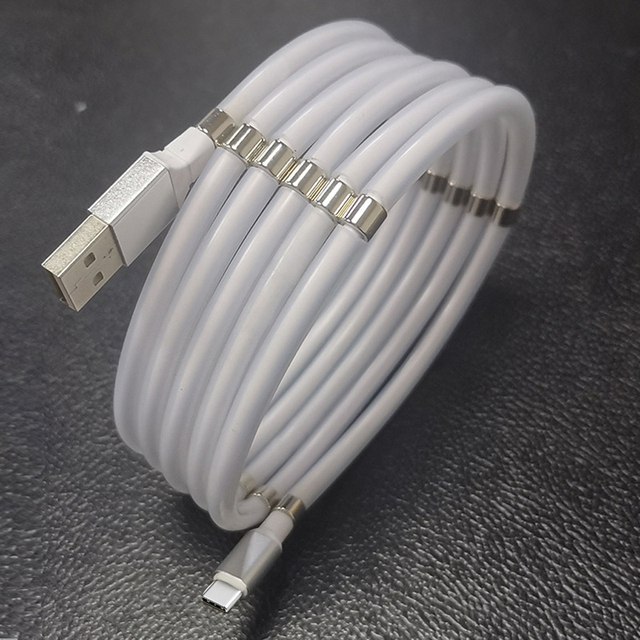 Hot Selling 1M USB Type C Magnet Charge Cable Self-Winding Portable Charging for Android Data Phone Charging Function