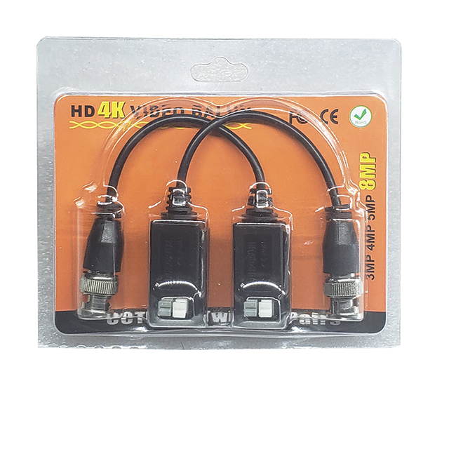 5mp 8mp Ahd/Cvi/Tvi Hd Male BNC Connector Balan UTP Passive Rj45 Video Balun Pair CCTV Security Camera Balun 4K