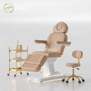 Juego de mesa y silla de masaje con luces LED de control de pie de 4 motores de lujo moderno cama de salón de belleza facial ajustable eléctrica - Product Image 3