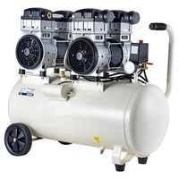 Compresseur d'air à piston portable silencieux sans huile à refroidissement par air à haute efficacité de 1,5 kW 2 ch 50 litres avec moteur à courant alternatif