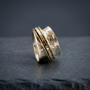Good Quality Silver and Brass Moving 925 Sterling Silver Meditation <b>Spinner</b> <b>Ring</b> Handmade Jewelry Wholesale Factory Price - Product Image 3