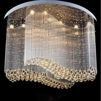 Lustre moderne de luxe en acier inoxydable avec LED et cristaux, hauteur réglable, suspension centrale pour villa et escalier haut