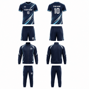 Custom Soccer <b>Jersey</b> Set Tracksuit Men's Match Kit With Sublimated Shirt Shorts Warm Up <b>Jacket</b> Pants Team Name Number Logo - Product Image 2