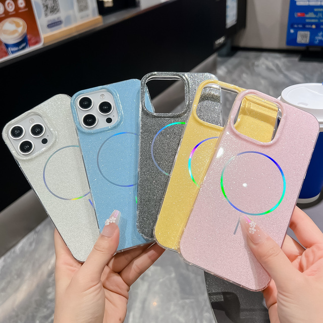 New Arrival IMD Glitter Bling Sparkle Magnetic Cover Phone Case for iPhone 16 Pro Max 15 Pro 14 Plus 13 Pro Max