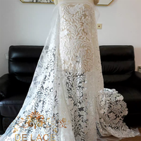 Tissu en dentelle à paillettes DALACE JZQ avec broderie florale en tulle faite à la main pour robe de mariée