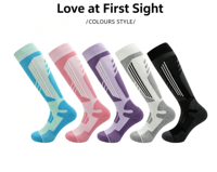 Chaussettes de ski à compression personnalisées, chaussettes de snowboard mi-hautes, unisexes, avec bordure hautement élastique, pour sports d'hiver