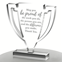 Trophée en verre transparent personnalisé en forme de trophée pour les élèves, les cadeaux de classe, les décorations de bureau des employés, les trophées en cristal acrylique, les cadeaux de récompense