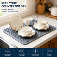 Tapis de séchage de vaisselle en silicone de qualité alimentaire, écologique, antidérapant, résistant à la chaleur, taille personnalisable pour comptoir de cuisine
