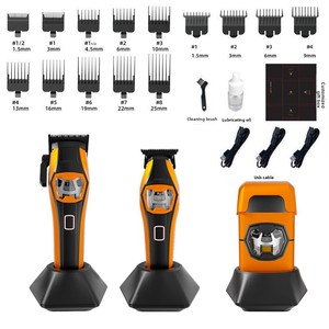 Tondeuse à <span class=keywords><strong>cheveux</strong></span> étanche à faible bruit 8000-13000 tr/min, <span class=keywords><strong>longue</strong></span> autonomie, pour coupes rapides et coiffures décontractées, kit rasoir avec base de charge - Product Image 4