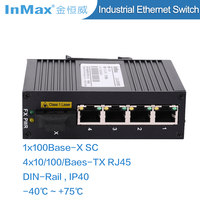 InMax Fabricant 10/100m 1 port fibre optique 4 ports PoE 5 ports réseau fibre commutateur PoE